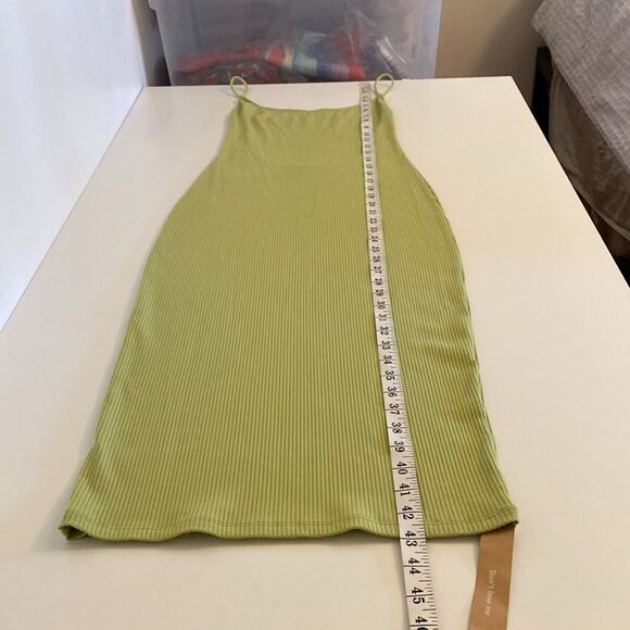 Reformation Chartreuse Green Ribbed Stretch Open Back Midi Dress Size Small NWT - Picture 10 of 13